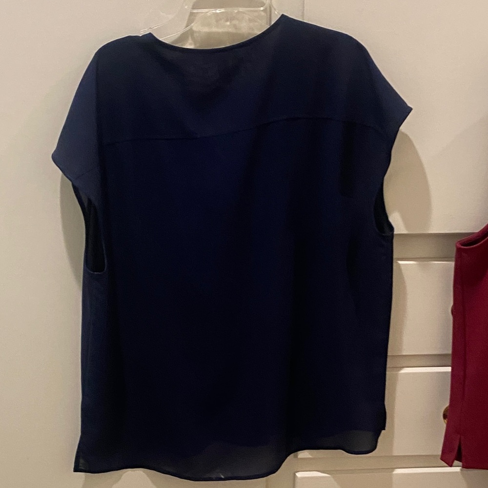 J. Crew Navy Pleated ribbon Blouse - Picture 8 of 8
